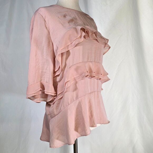 Who What Wear Dusty Rose Ruffled Tunic Blouse Size Medium - Picture 2 of 8
